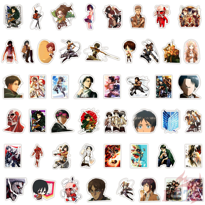 MIKASA Set 100 Nhãn Dán Trang Trí Hình Nhân Vật Trong Phim Attack On Titan