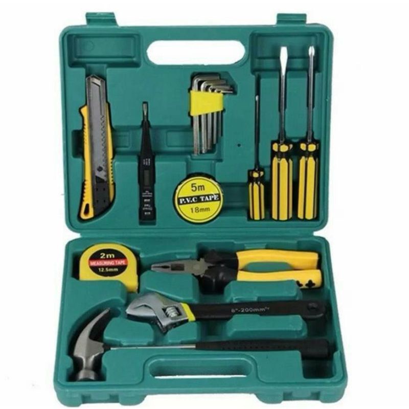 Bộ dụng cụ đồ nghề gia đình 16 món chi tiết nhỏ gọn, bền bỉ và tiện lợi dùng trong sửa chữa.