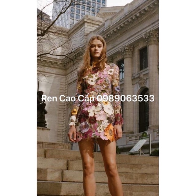 Vải ren lưới thêu 3d cao cấp