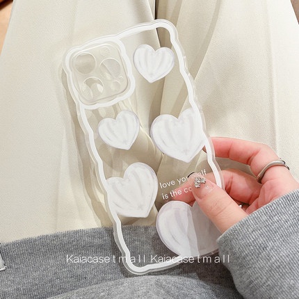 Ốp Điện Thoại Mềm Trong Suốt Họa Tiết Gợn Sóng Có Vòng Đỡ Cho for iPhone 13Pro Max 12 11 Pro Max XR X XS 7 8 Plus SE3 20202