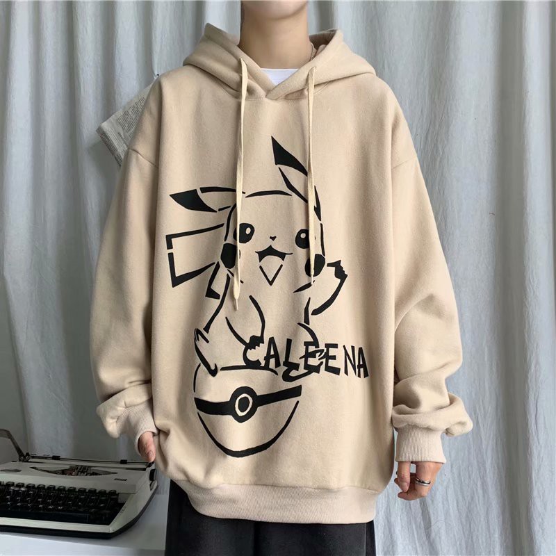 Men's Korean Warm Sweater Pokémon Cartoon Pikachu Print Fashion Hoodie Couple Hooded Sweater | BigBuy360 - bigbuy360.vn