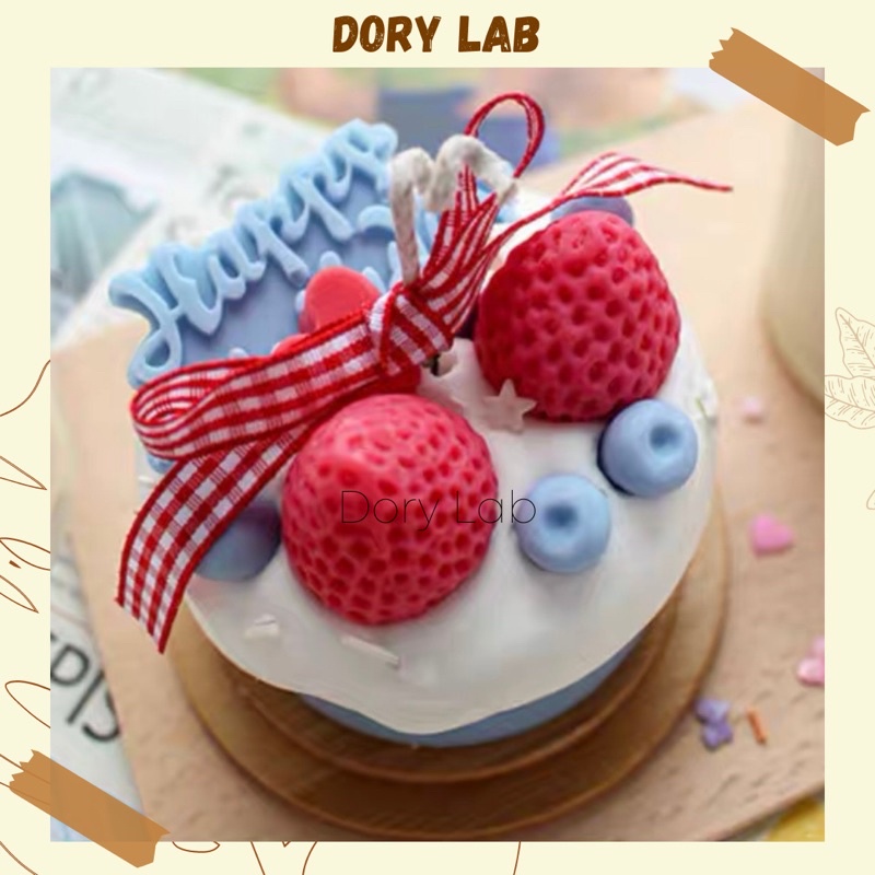 Nến Thơm Bánh Kem HPBD Dâu Tây Handmade, Quà Tặng Ý Nghĩa - Dory Lab