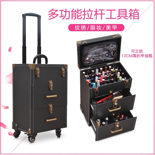 Cốp trang điểm vali kéo chuyên nghiệp cốp đựng sơn gel máy hơ đồ phun xăm đồ mi