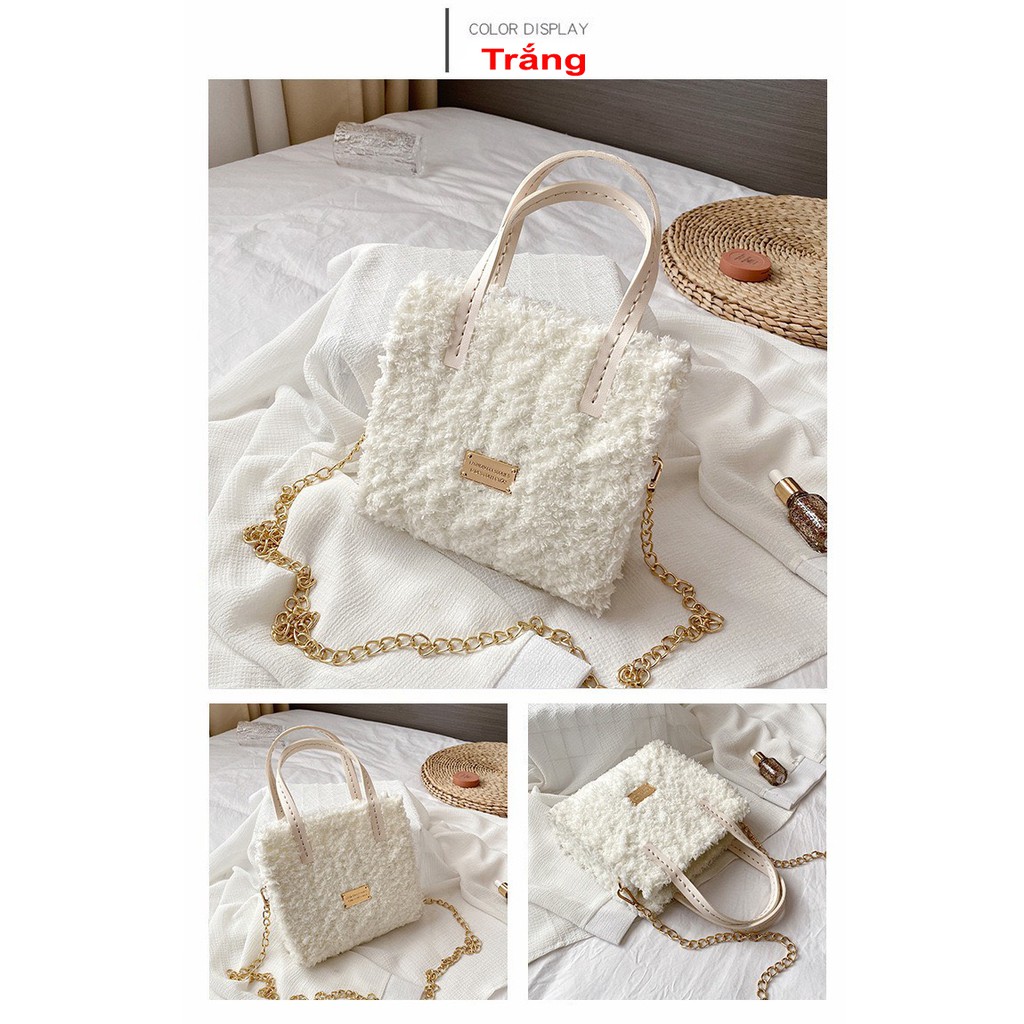 [Mua 1 Tặng 1] Túi Xách Handmade Bông Xù Quai Dây Da ❤️ FREESHIP ❤️ Set nguyên liệu làm túi DIY Thời Trang Nữ ❤️