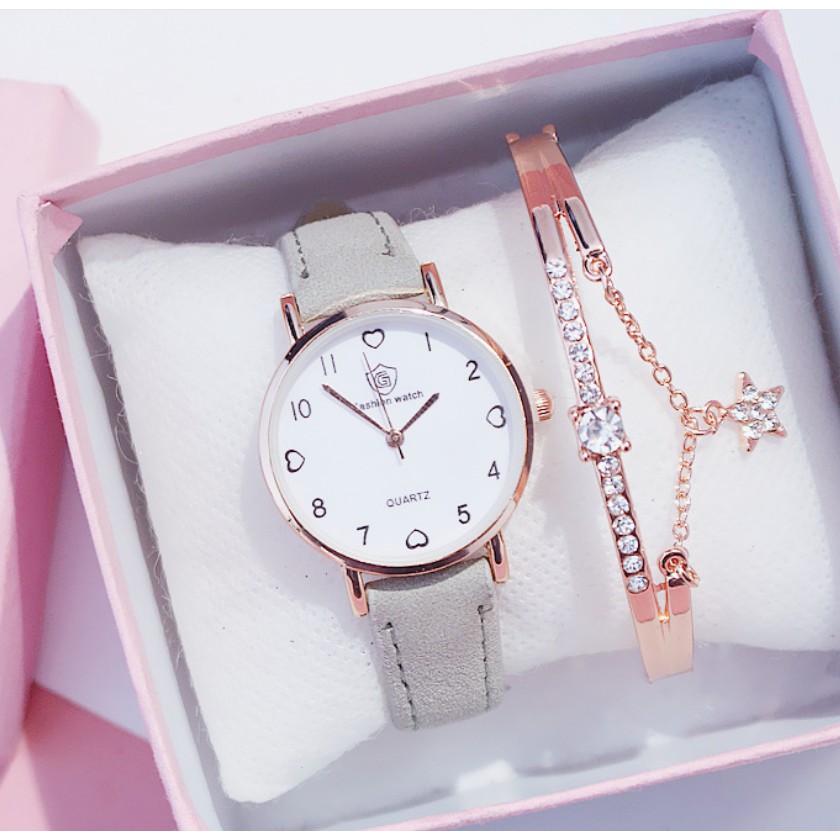 (Ko tặng lắc) Đồng hồ thời trang nữ FASHION WATCH W123 dây da lộn | BigBuy360 - bigbuy360.vn