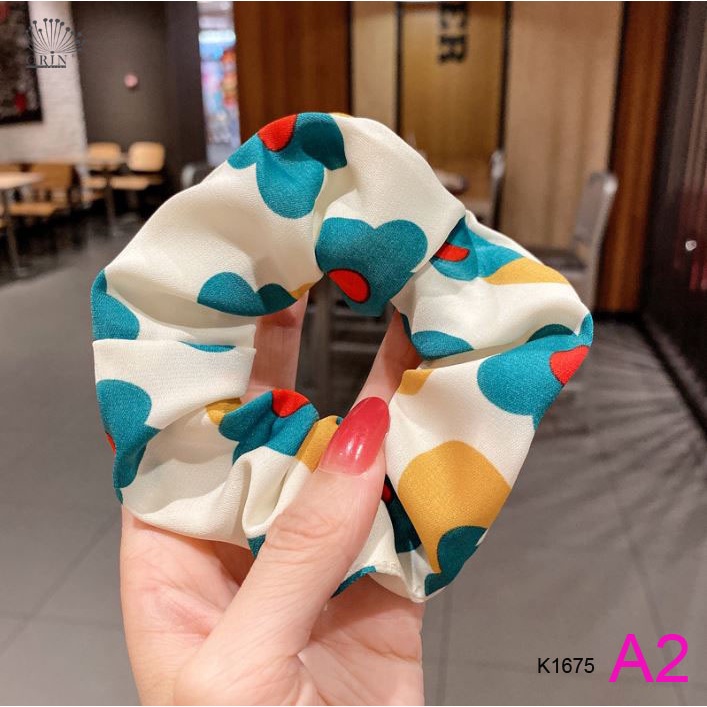 Dây cột tóc vải scrunchies hoa mai thời trang Orin K1675
