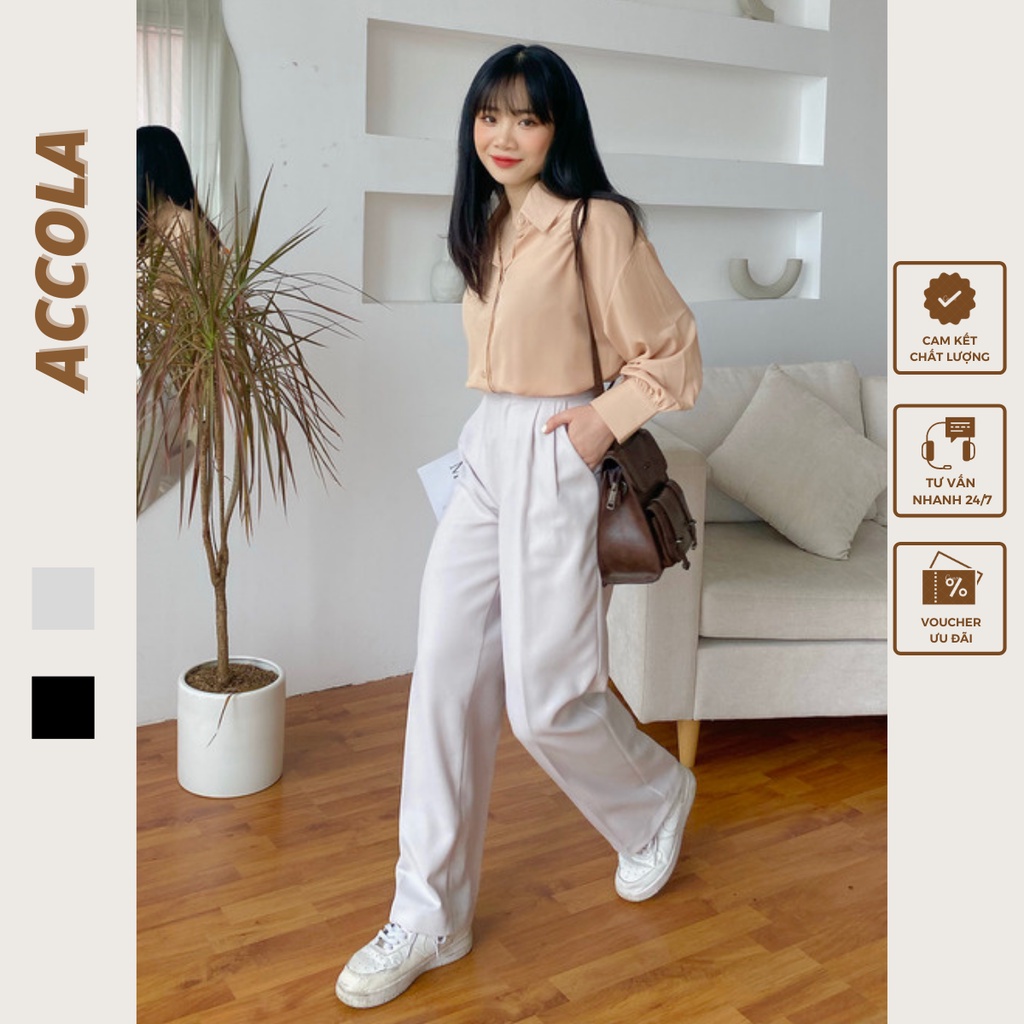 Quần dài suông nữ ống rộng korea Accola 0102