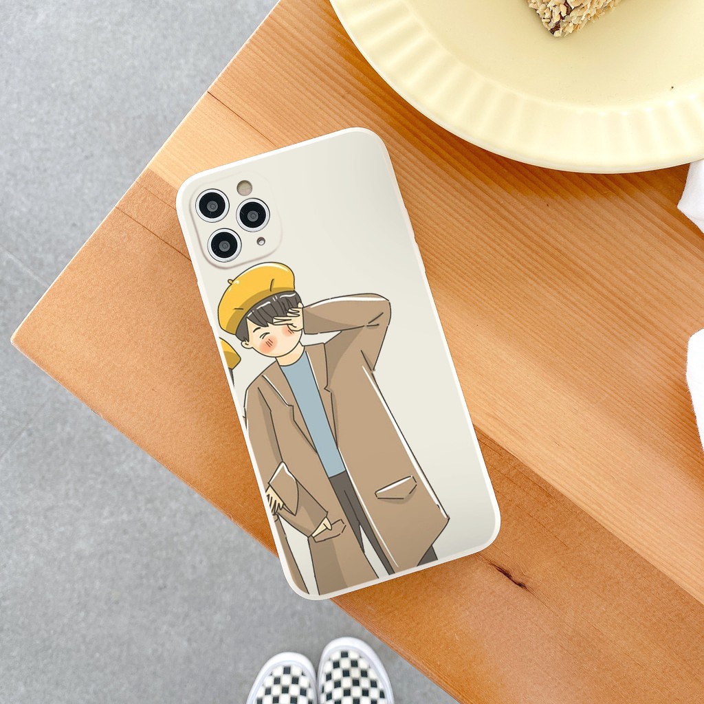 Ốp iphone Cặp đôi khoác tay ốp dẻo vuông iphone 7 8 Plus SE X XS XS Max 11 12 13 Pro Max 14plus tr1216