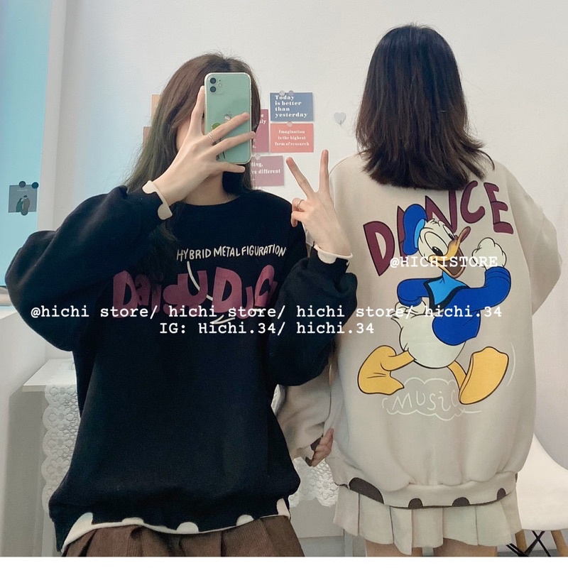 áo nỉ bông cổ tròn dn ẢNH THẬT VIDEO sweater hichi