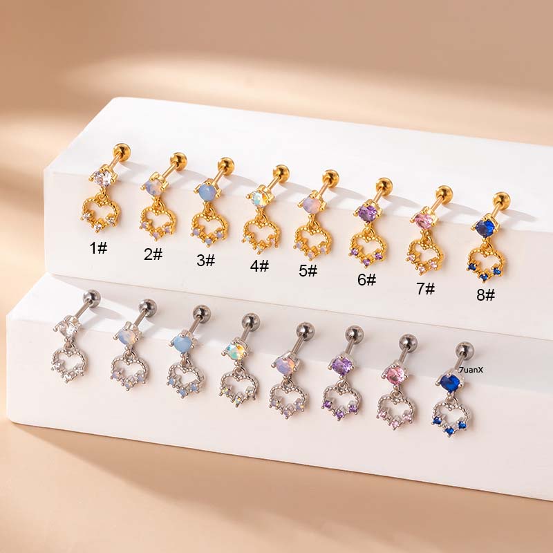 1 Khuyên Tai Helix Thẳng Hình Trái Tim Rỗng Dài 6mm Dành Cho Bạn Nữ