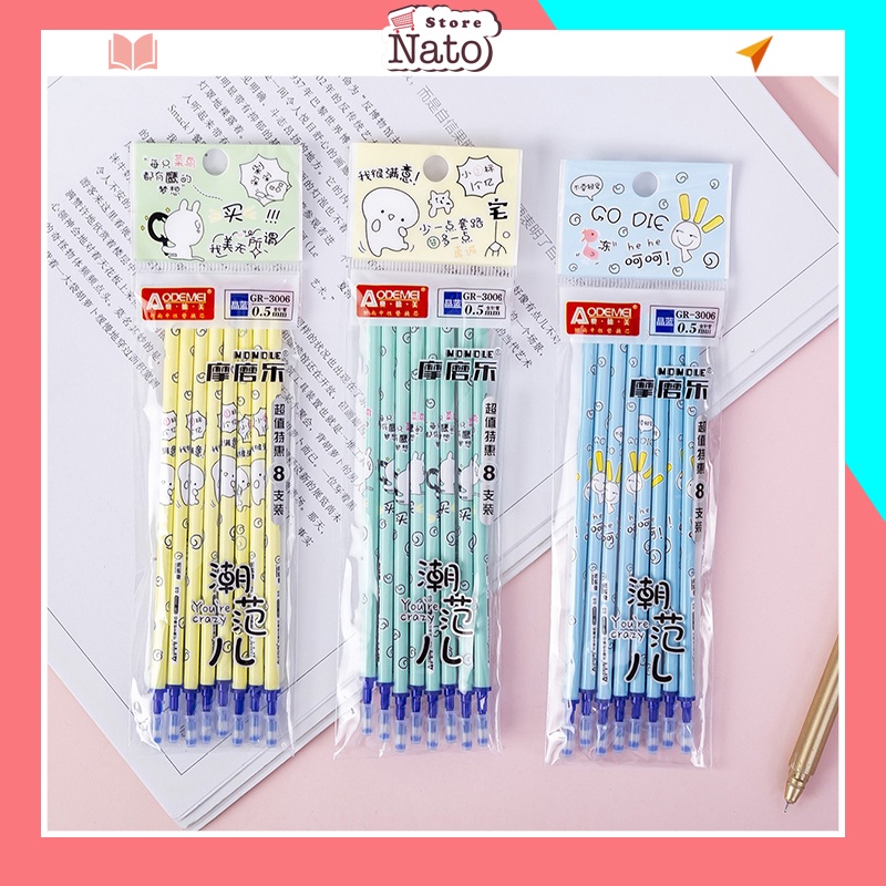 Túi 8 Ngòi Bút Nước Mực Xanh_combo 8 ngòi ,KT đầu 0.4mm, dài 13cm, giá siêu rẻ