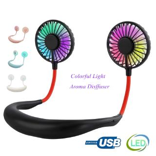 Quạt Làm Mát Mini Đeo Cổ Sạc USB Có Đèn LED Đeo Cổ Tiện Dụng