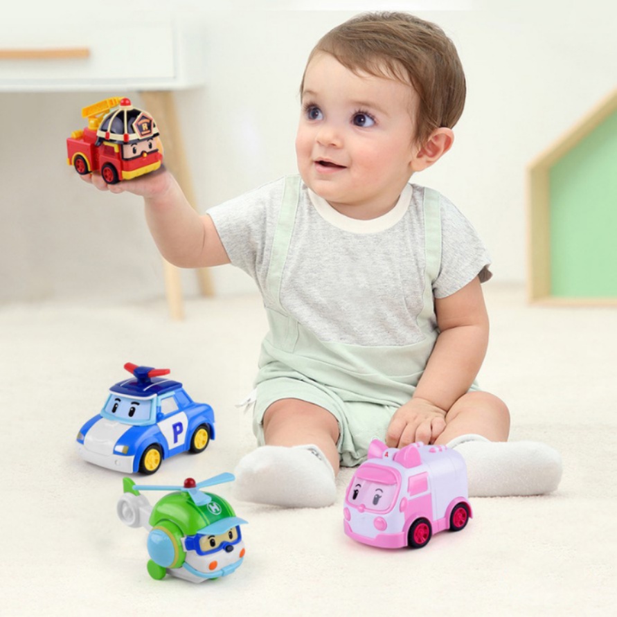 Xe Đồ Chơi Cho Bé, Bộ 4 Xe Biệt Đội Cứu Hộ Robocar Poli, POKO KID Siêu Rẻ