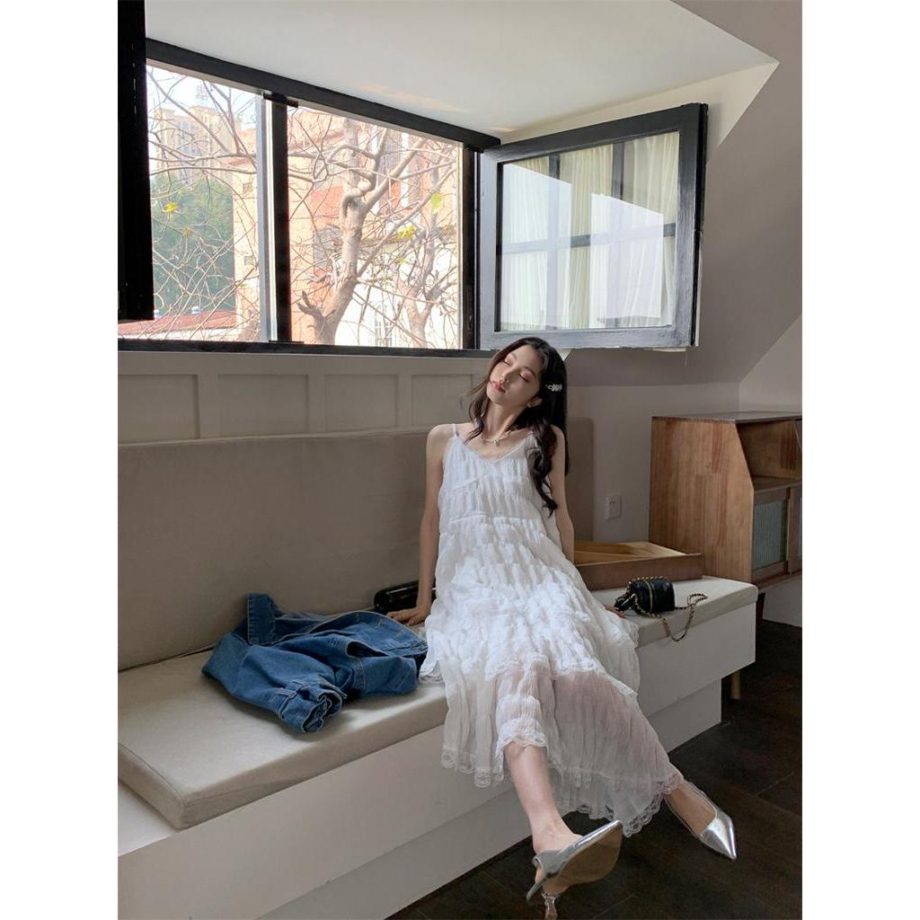 63037 Váy Ren Hai Dây Phong Cách Mới