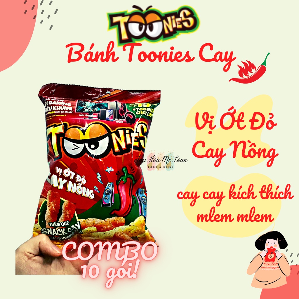 Bánh Snack Bim Bim Toonies Choco/Phô Mai/Cay/Gà Rán Giòn