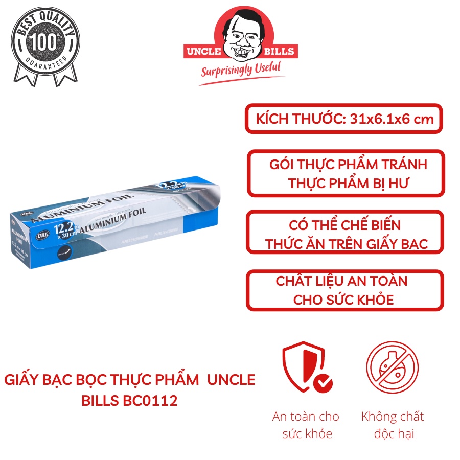 [Mã BMBAU50 giảm 7% đơn 99K] Giấy Bạc Bọc Thực Phẩm Uncle Bills BC0112 Dài 12m Rộng 30cm