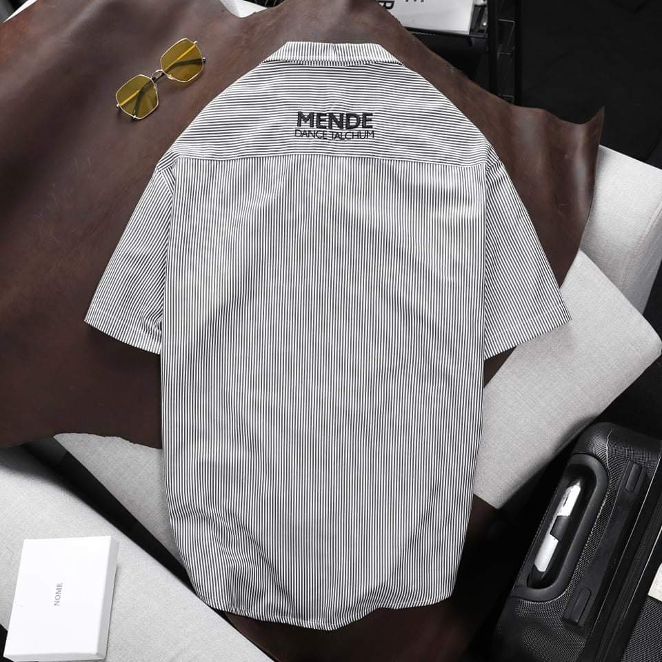 MENDE - Dance Mask - Áo sơ mi nam tay ngắn full sọc Hàn Quốc - Có 3 màu