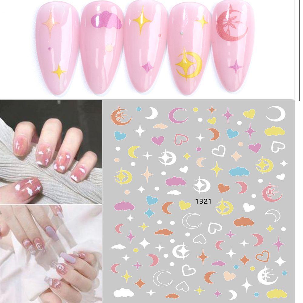 [Hàng mới về] Hình dán trang trí móng hình ngôi sao/ đám mây thời trang mùa hè có keo dán có thể tái sử dụng