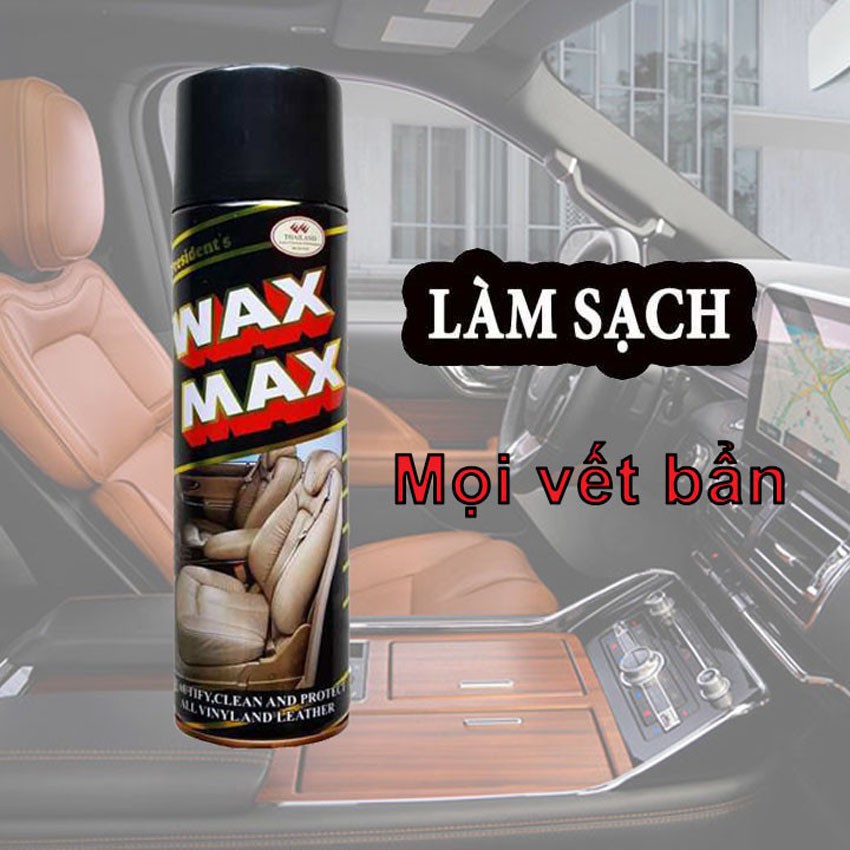 [SALE] Chai Xịt Bóng Da WAXMAX PA01, Bình 650ml Làm Mới Ghế DA, Taplo, Vô Lăng Sáng Bóng Như Mới