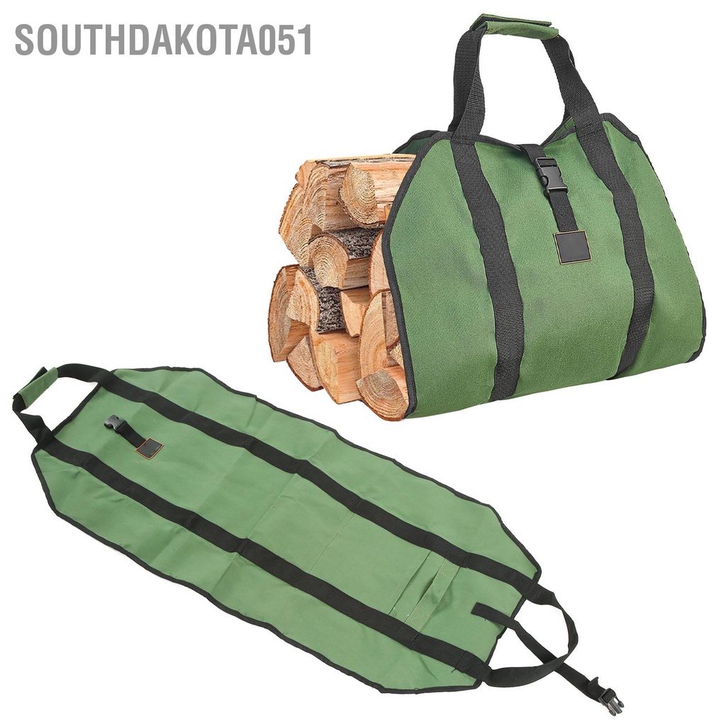 [Hàng Sẵn] Túi đựng củi Đa chức năng Di động Bền Màu xanh lá cây cho Cắm trại ngoài trời【Southdakota051】