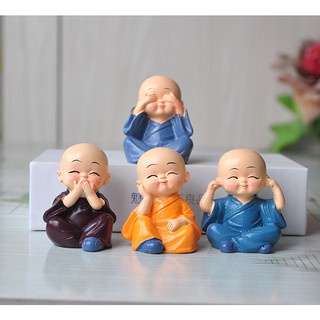 Bộ tượng 4 chú tiểu tứ không - Bộ tượng trang trí Ô Tô, Bàn Làm Việc Siêu Dễ Thương