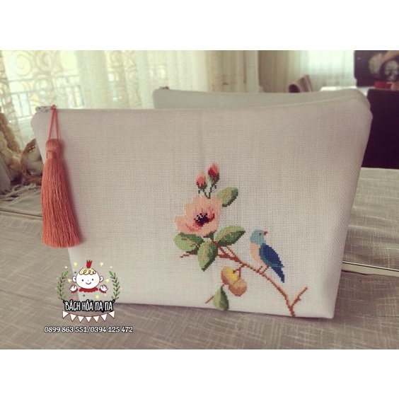 Túi xách linen - Ví Nữ Cầm tay Thêu Tay Thủ Công vải linen - Túi Thêu Handmade - Bách hóa Na Na