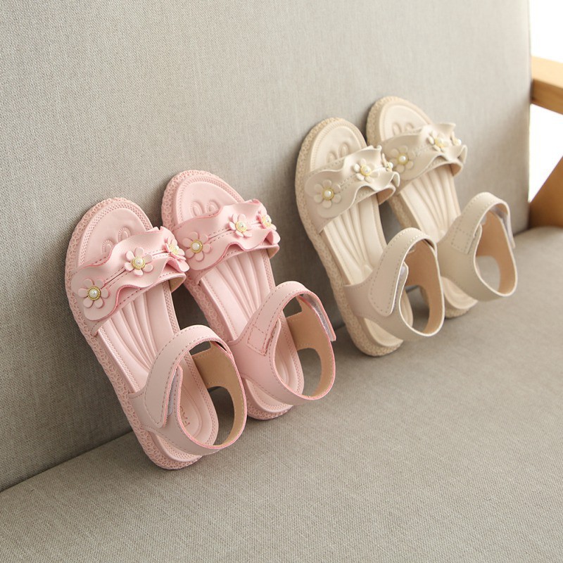 Sandal in hoa chống trượt cho bé gái