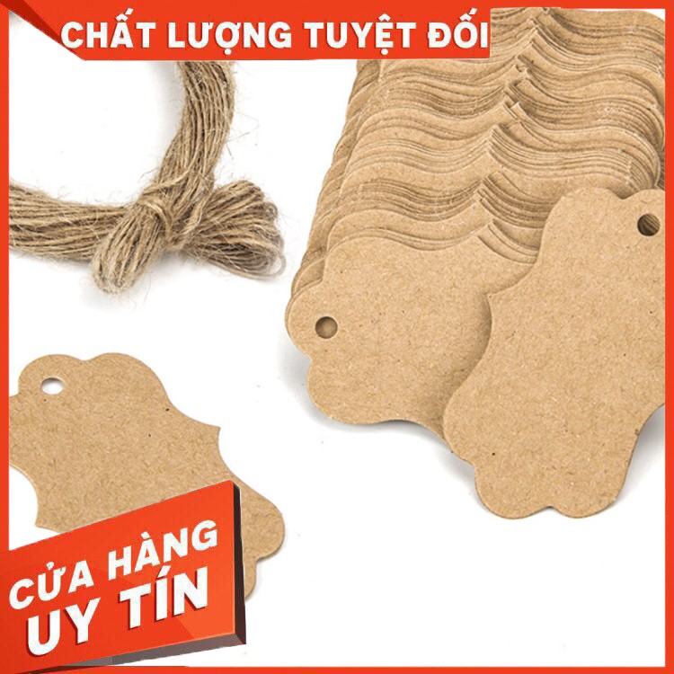Bộ 100 bảng tên trống bằng giấy kraft dùng trang trí nghệ thuật cho đám cưới/ Lễ tạ ơn - Hàng nhập khẩu