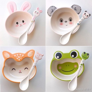 💕AOHUI💕Đồi tre sợi phim hoạt hình trẻ em bộ đồ ăn bát trẻ em nhà trẻ mẫu giáo bát ăn thức ăn trẻ em dễ thương bát ăn b