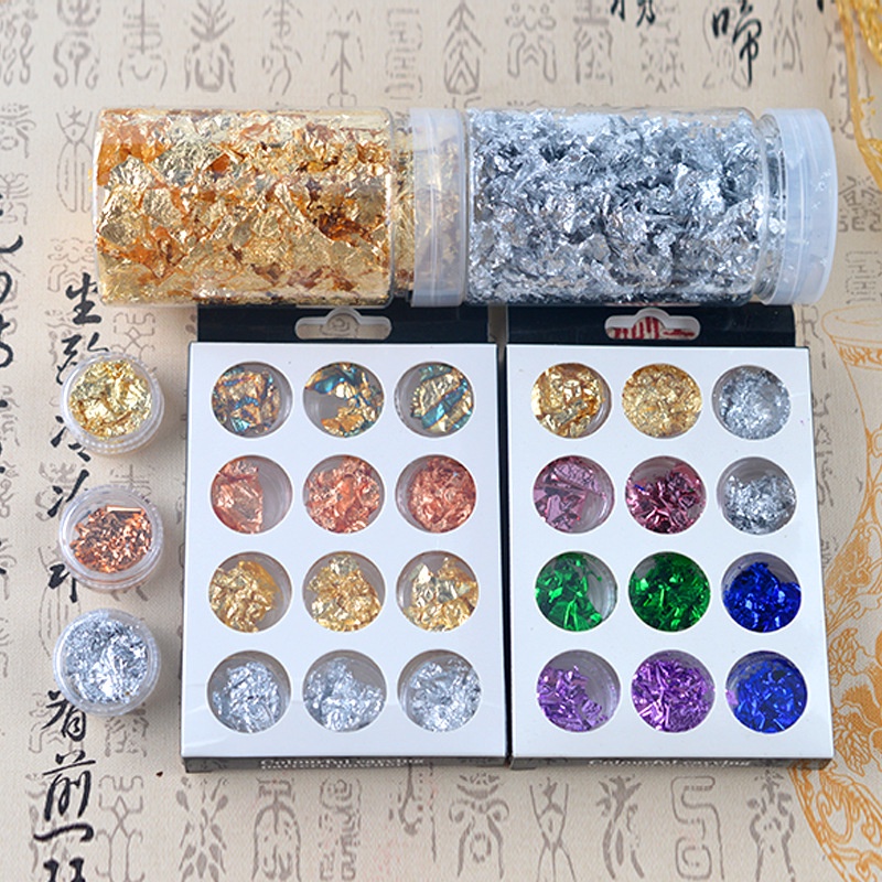 4 màu 6 màu khuôn nhựa Epoxy làm đầy, lá vàng bạc, thủ công trang trí DIY
