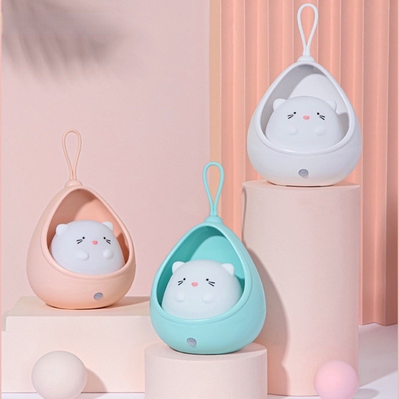 Đèn Ngủ LED Cảm Ứng Chuyển Động Hình Thỏ Mèo Hoạt Hình Dễ Thương Có Thể Sạc Bằng Cổng USB Cho Phòng Trẻ Em