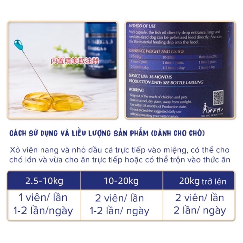 Dầu cá Omega3-6 Dành cho chó 30 viên