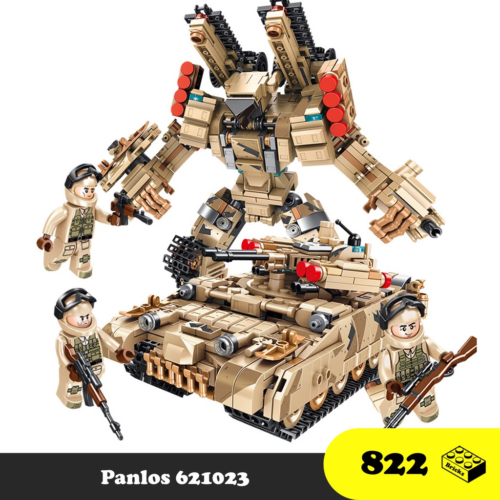 Đồ chơi Lắp Ráp Tank Biến Hình Robot - Panlos 621023 Tank Quân đội Nga - 822 mảnh ghép