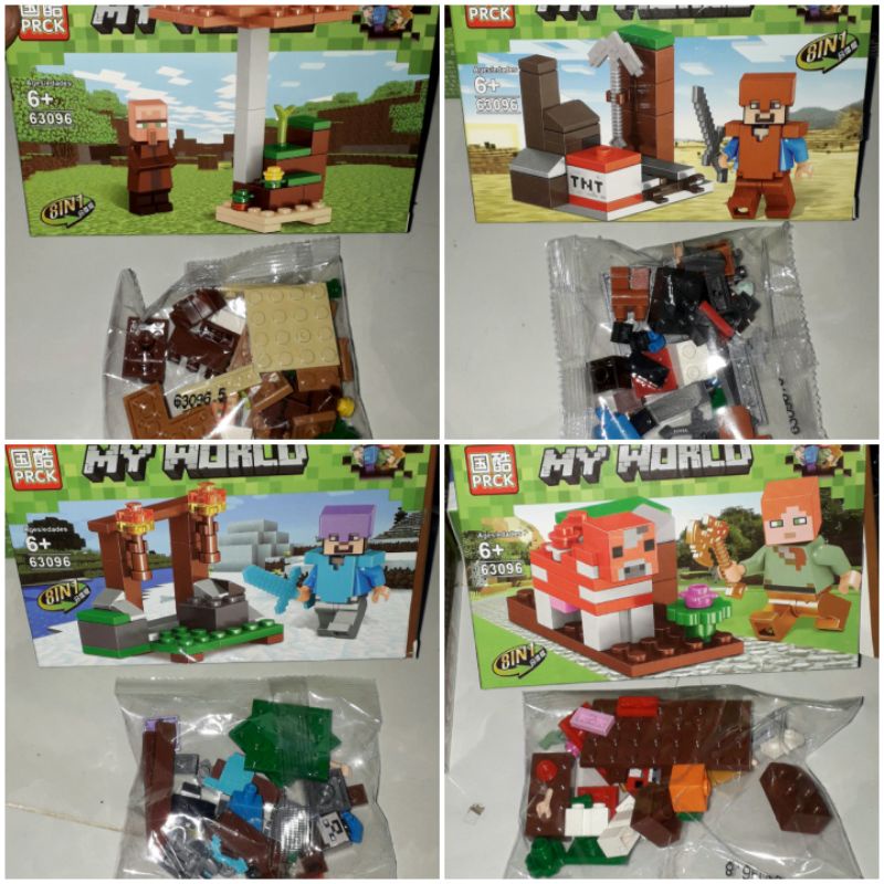 Lắp ráp 1 hộp MineCraft My World 63096 có nhiều chi tiết bằng nhựa ABS