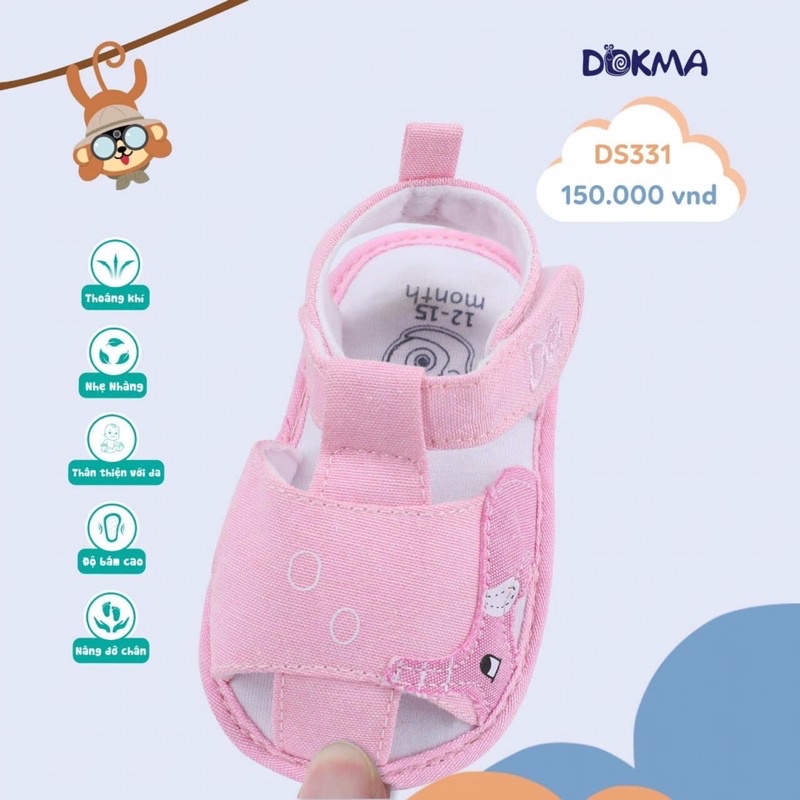 Dép vải đế kếp tập đi cho bé Dokma