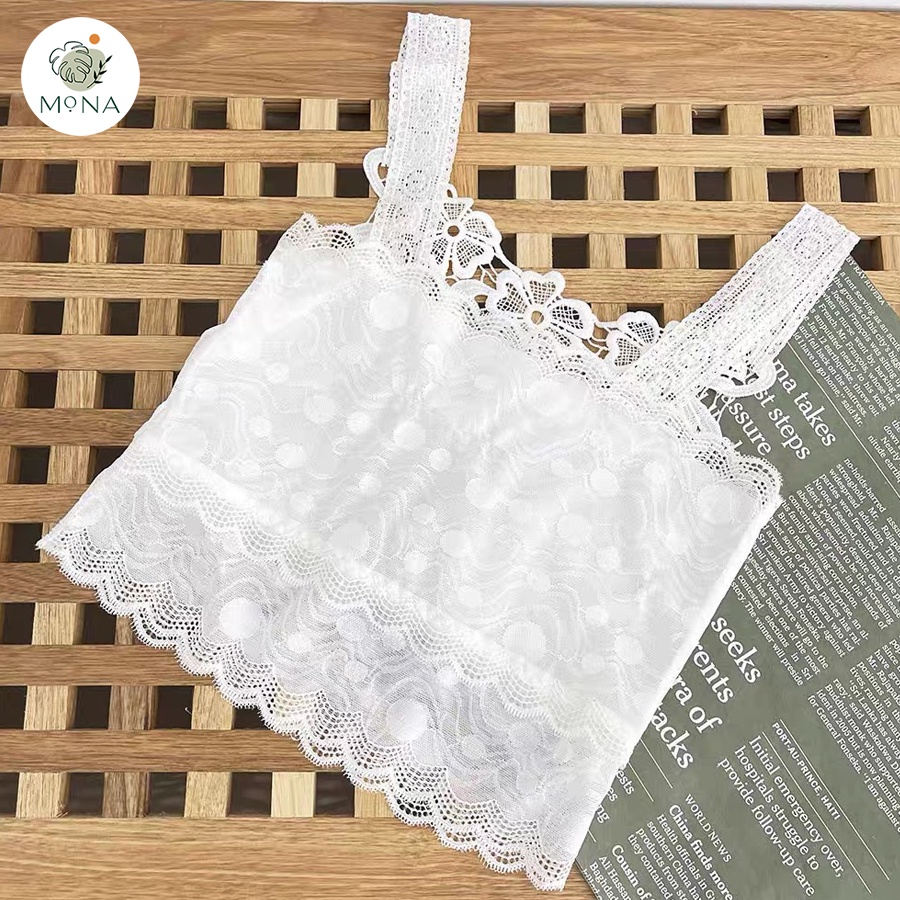 Áo Lót Nữ - Áo Bra Gym Yoga Ren Dáng Croptop Tặng Kèm Đệm Mút BR063