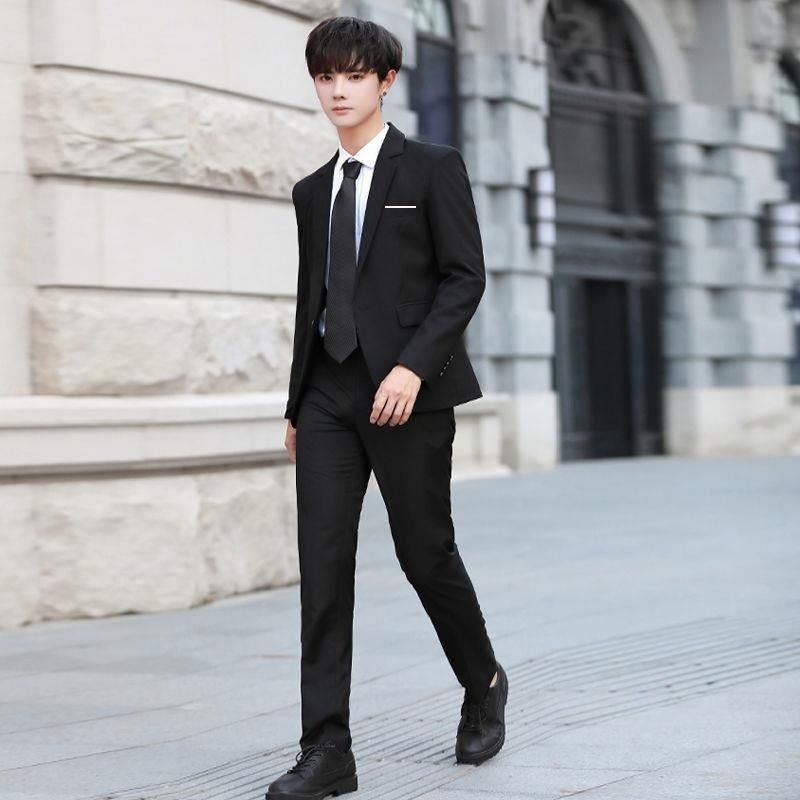 Set Đồ Vest Đen Dáng Ôm Khô Thoáng Thời Trang Lịch Lãm Cho Nam