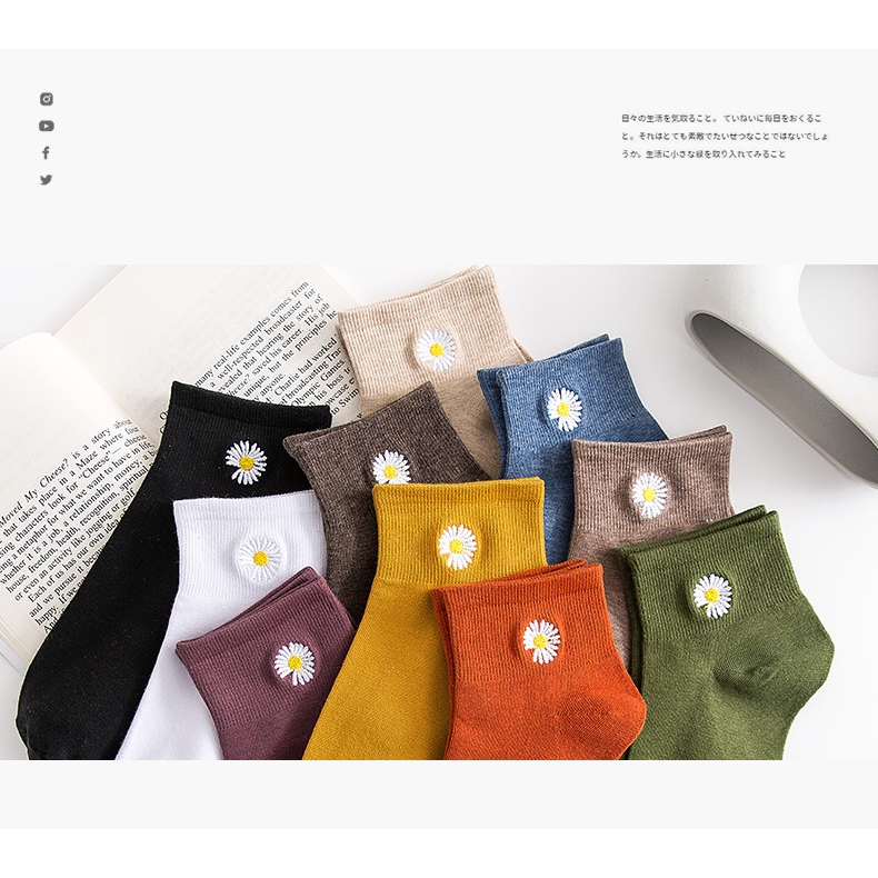 Vớ Cotton Họa Tiết Hoa Xinh Xắn Cho Nữ