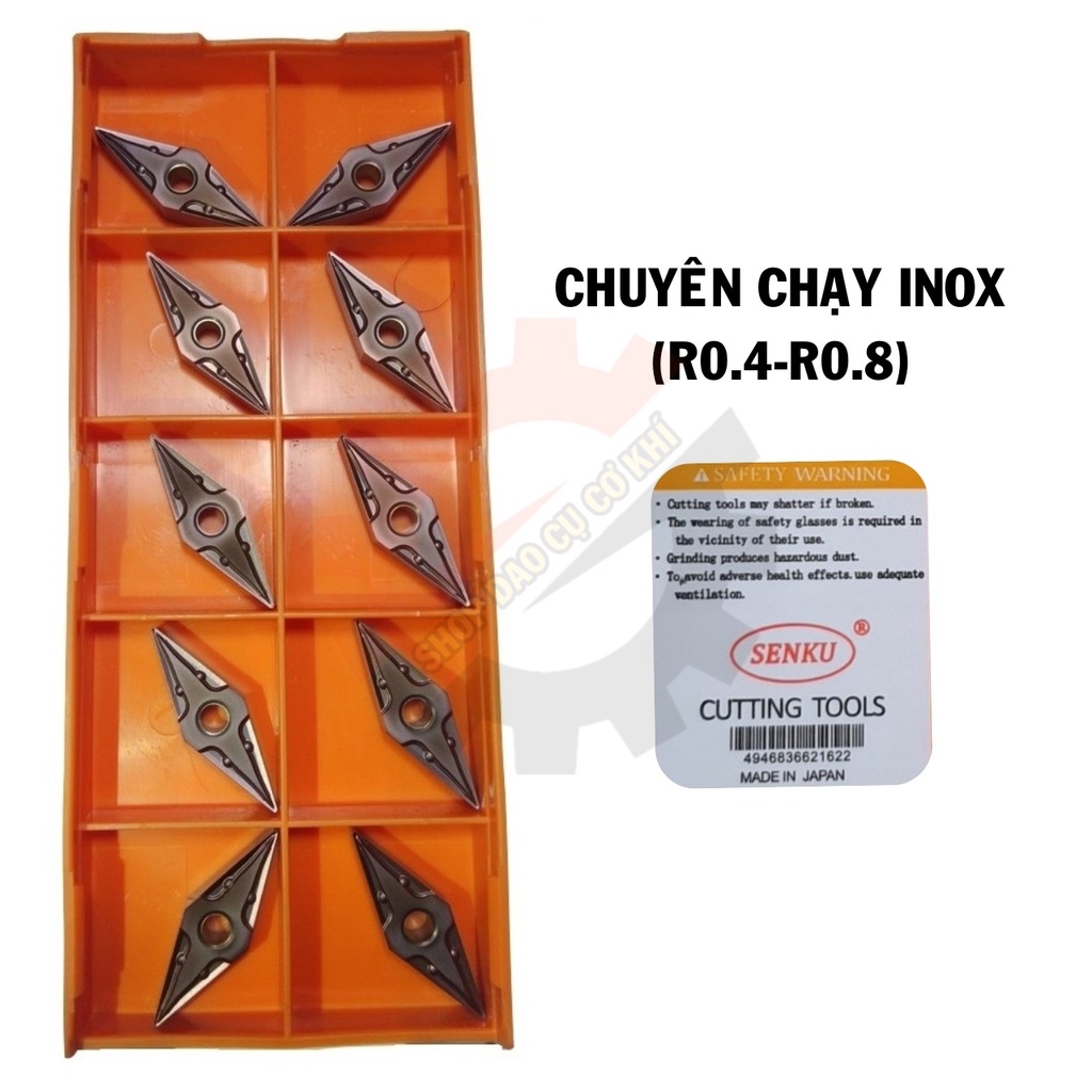 Mảnh chíp tiện VN16/VNMG16 cao cấp Nhật Bản góc R0.4 R0.8 chạy thép, inox, nhôm gỗ nhựa