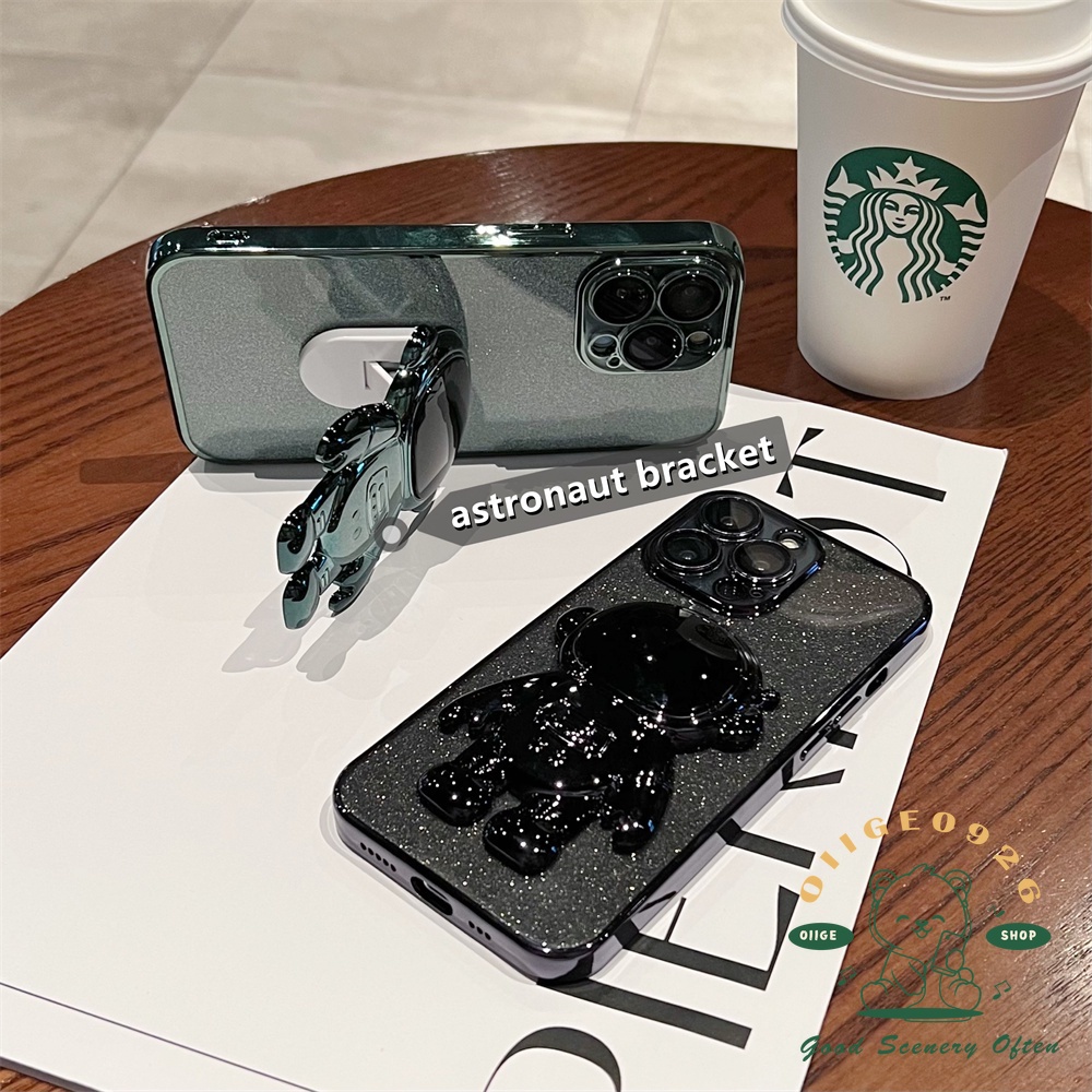 Ốp Điện Thoại TPU Trong Suốt Kèm Giá Đỡ Hình Phi Hành Gia Cho Iphone 13 12 11 Pro Max Xs Max Xr 8 7Plus
