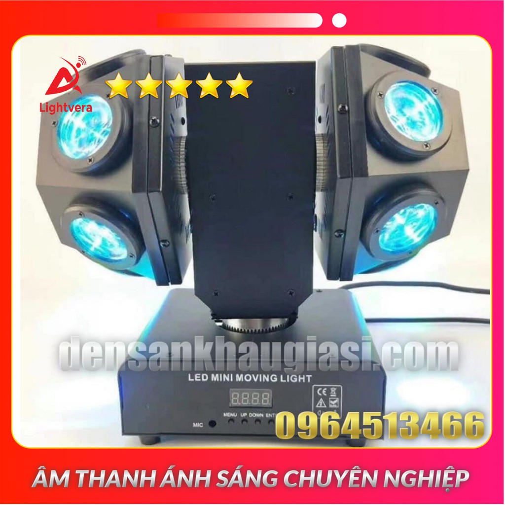 Đèn Moving Head Đảo Đôi Laser Quay 360 Độ Có Laser Dành Cho Karaoke Phòng Bay