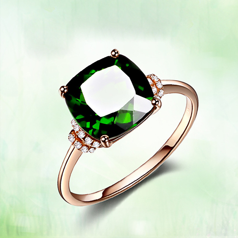 Luxury elephant Emerald Green Gem Rings Crystal Geometry Simplicity 18K Rose Gold Plated Ring for Women Jewelry Collection Accessories Friend Family Gifts Anniversary Party Birthday