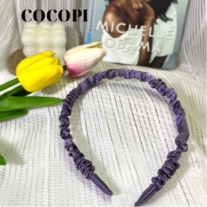 Bờm tóc, băng đô cài tóc lụa nhún sắc màu Cocopi.accessories