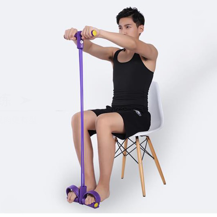 Dây kéo đàn hồi 4 ống cao su bàn đạp chân, dụng cụ tập gym thể dục săn chắc bụng tay vai tại nhà cho nam nữ tập thể hình