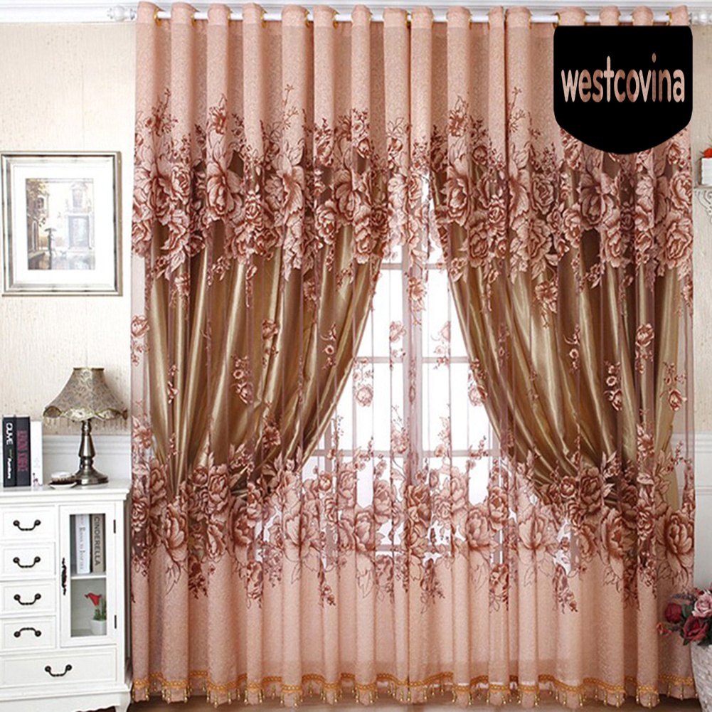 [Hot]☀ Rèm cửa sổ Vải Tuyn Họa Tiết Hoa Trang Trí Phòng Khách / Phòng Ngủ