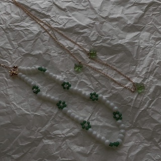 Lily green choker set | set 2 dây chuyền choker đính đá hình bướm và hoa