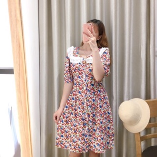 váy hoa nhí cổ bèo tơ