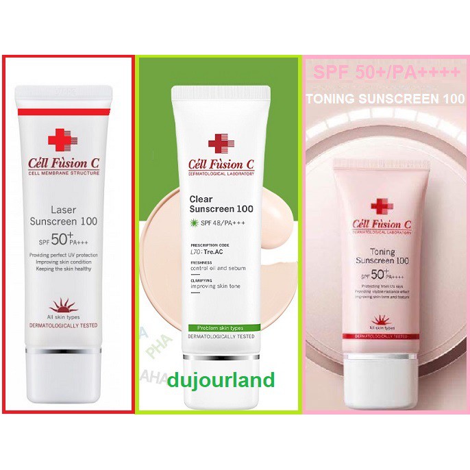 (Mẫu Mới)(Có Bill) Kem Chống Nắng CELL FUSION C Laser/ Clear / Toning Suncream /Derma/CURE 100 SPF 50+ | BigBuy360 - bigbuy360.vn