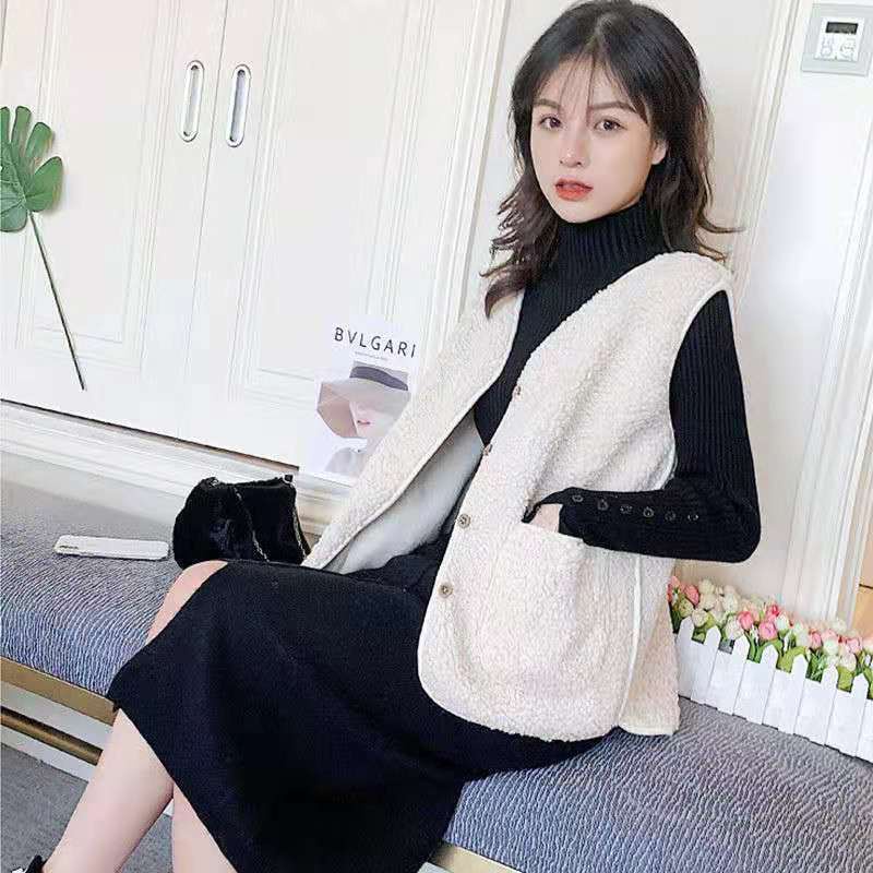 Áo cardigan cashmere không tay màu trơn đơn giản thời trang