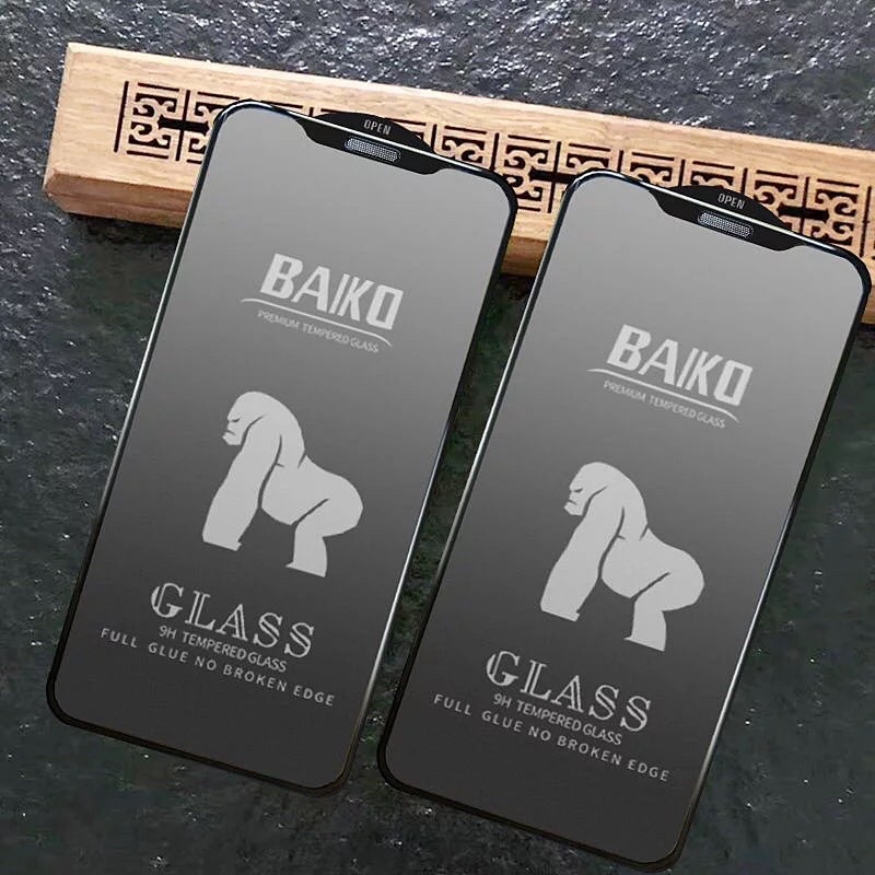 Cường lực kèm màng loa chống bám bụi bo sát viền siêu mỏng Baiko Kingkong có khăn lau cho Iphone